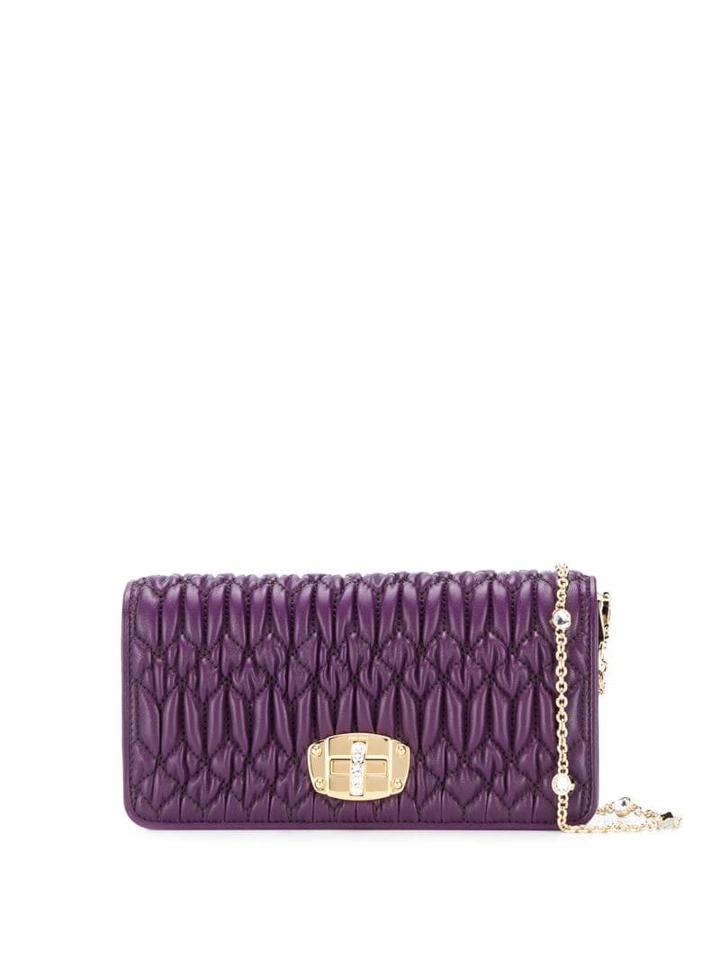Miu Miu Matelassé Leather Cross-body Bag - Purple