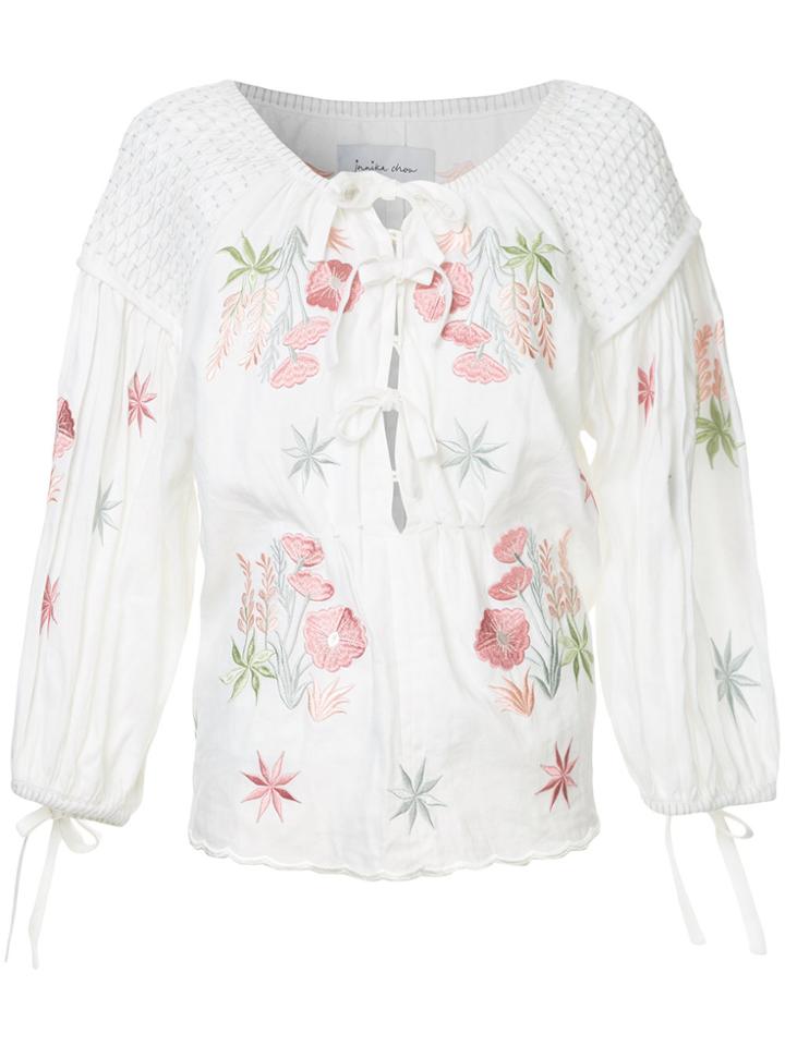 Innika Choo Embroidered Flower Top - White