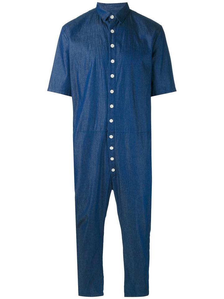 Sunnei - Buttoned Jumpsuit - Men - Cotton - M, Blue, Cotton
