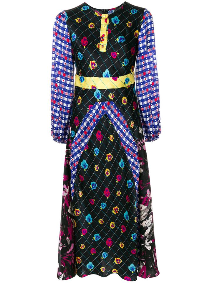 Duro Olowu Patterned Long Sleeved Dress - Black