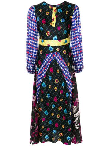 Duro Olowu Patterned Long Sleeved Dress - Black