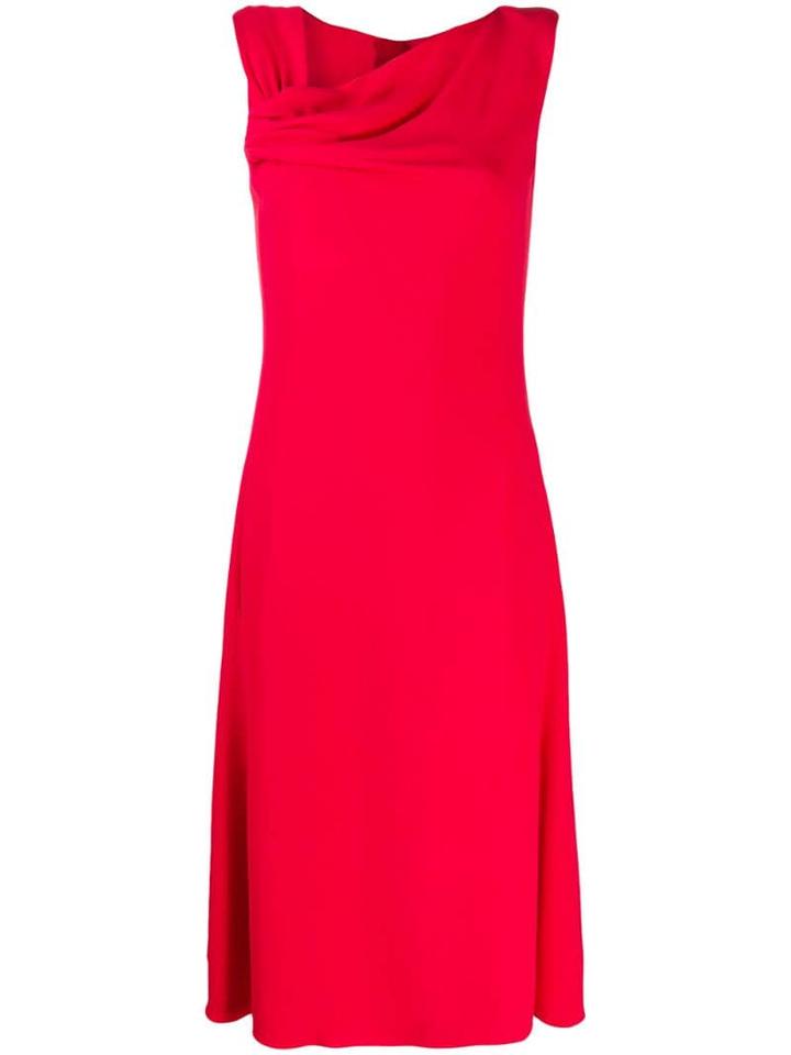 Giorgio Armani Draped Neck Midi Dress - Red