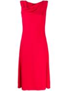 Giorgio Armani Draped Neck Midi Dress - Red