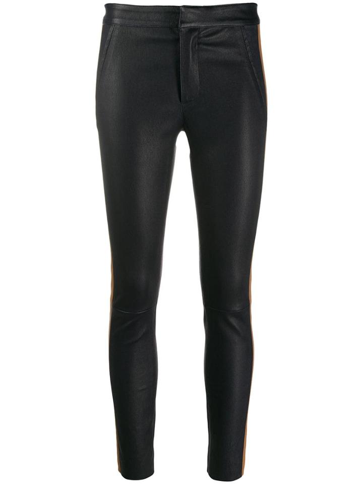 Drome Contrast Band Skinny Leather Trousers - Blue
