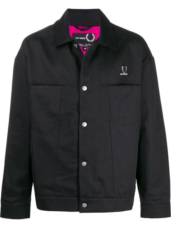 Raf Simons X Fred Perry Logo Plaque Denim Jacket - Black