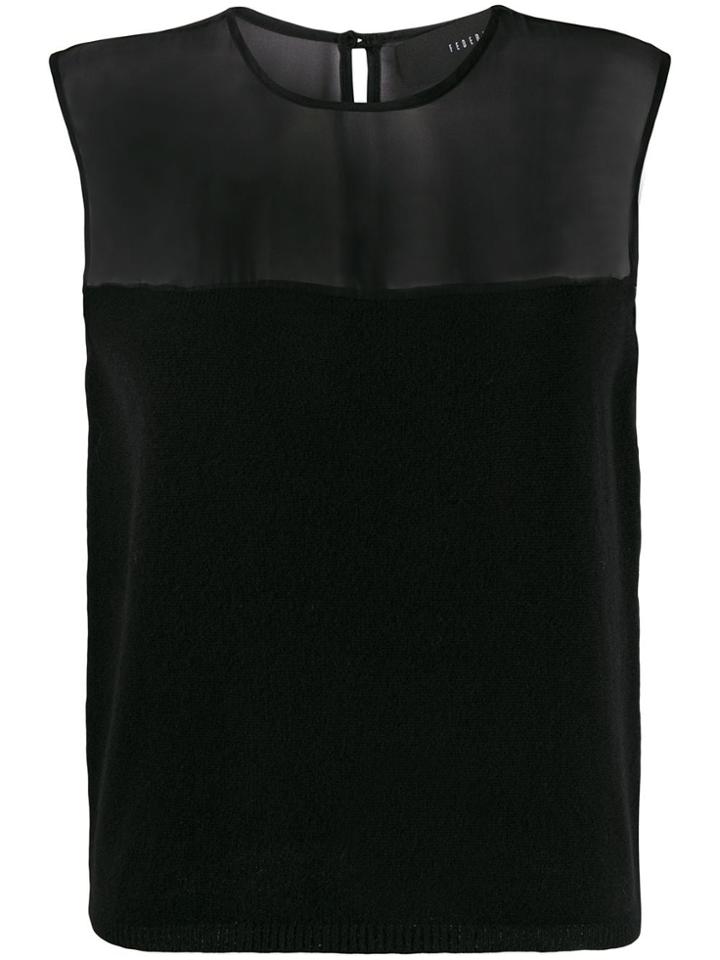Federica Tosi Sheer Panel Vest Top - Black