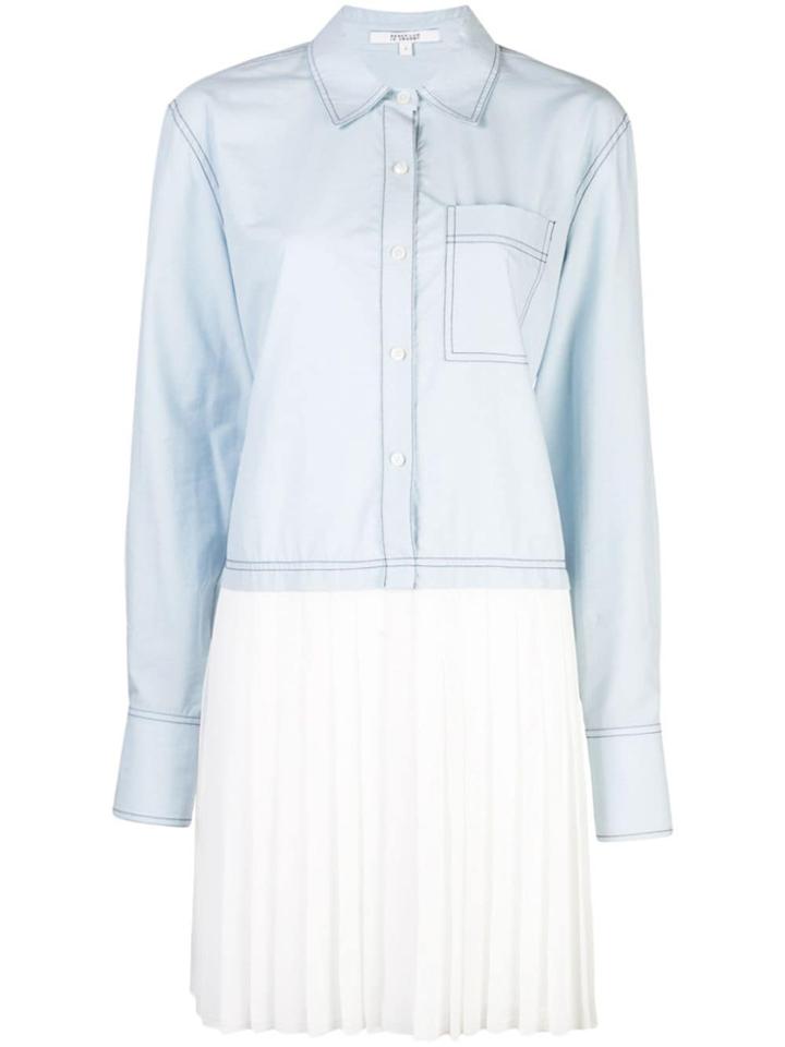 Derek Lam 10 Crosby Long Sleeve Mixed Media Cotton Poplin Shirt Dress