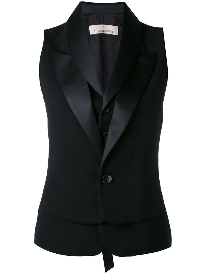 A.f.vandevorst - Guitar Waistcoat - Women - Spandex/elastane/viscose - 36, Black, Spandex/elastane/viscose