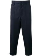 Comme Des Garçons Shirt Drop-crotch Cropped Trousers - Blue