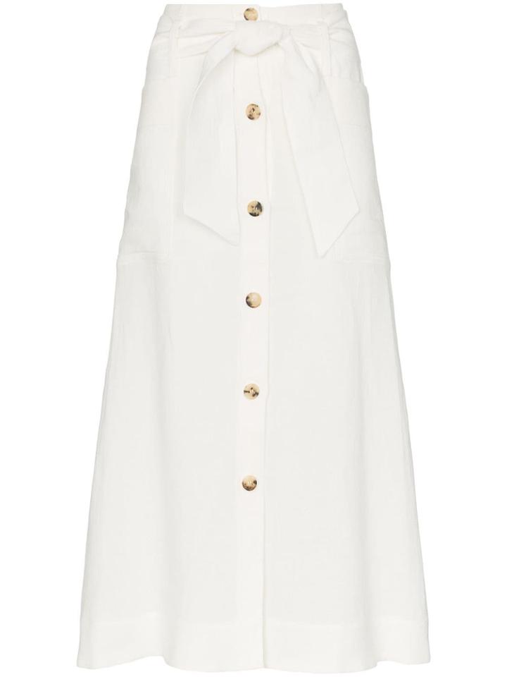 Le Kasha Giza Button Down Midi-skirt - White