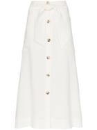 Le Kasha Giza Button Down Midi-skirt - White