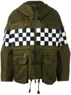 Dsquared2 Checkboard Mini Parka Jacket, Women's, Size: 36, Green, Cotton