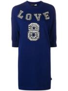 Love Moschino Love Embroidered Knitted Dress - Blue