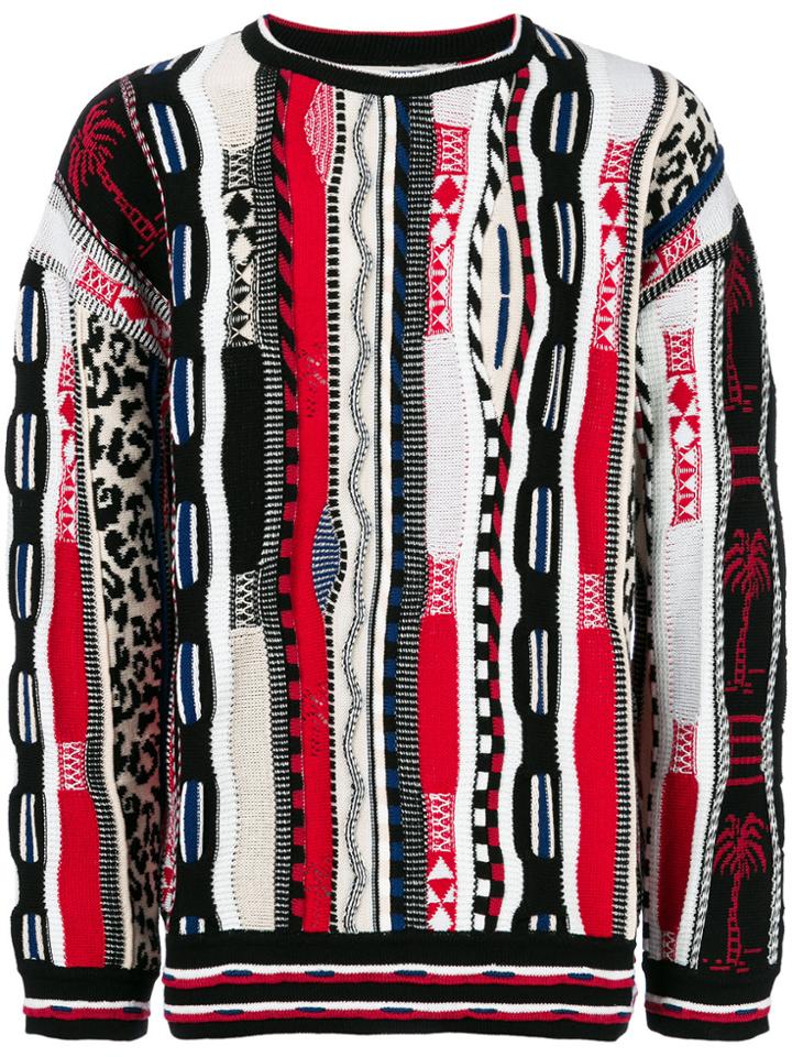 Laneus Contrast Jacquard Knit Jumper - Multicolour