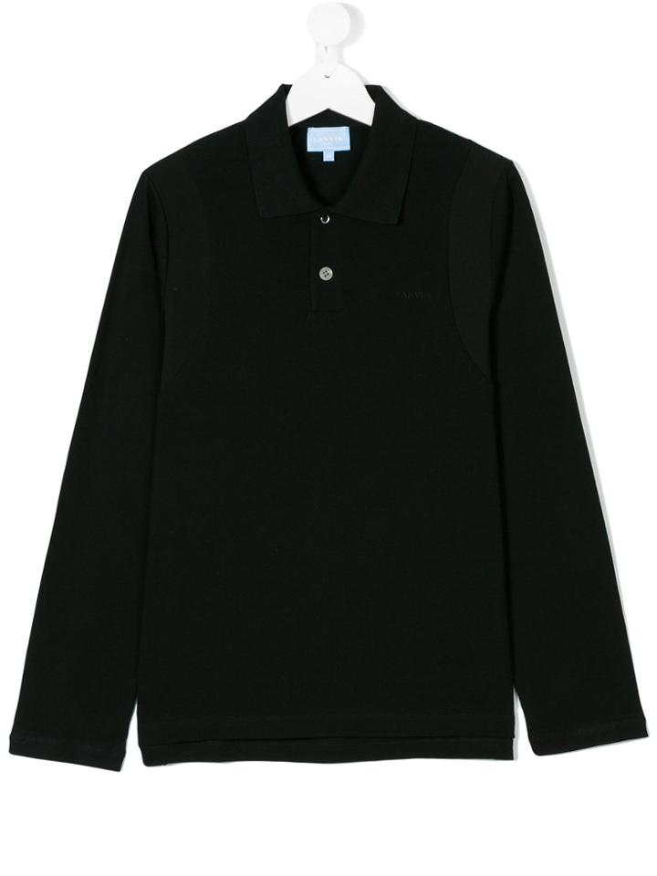 Lanvin Petite Teen Long Sleeved Polo Shirt - Black