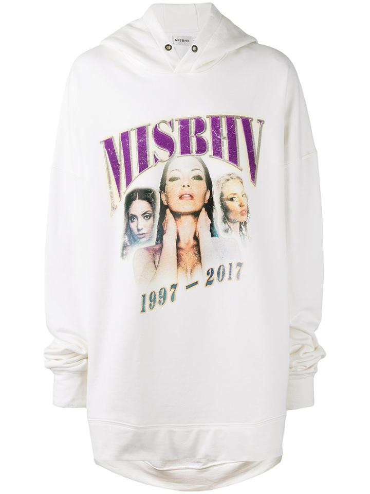 Misbhv Logo Print Hoodie, Men's, Size: Medium, White, Cotton/polyamide