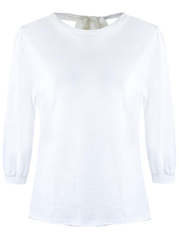 Andrea Bogosian Bow Detail Blouse, Women's, Size: P, White, Cotton