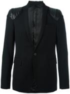 Les Hommes Quilted Shoulder Blazer - Black