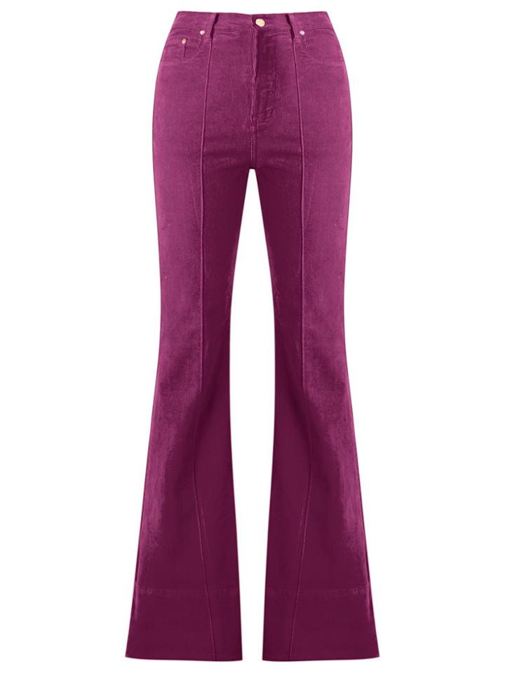 Amapô High Waist Velvet Flared Trousers - Pink & Purple