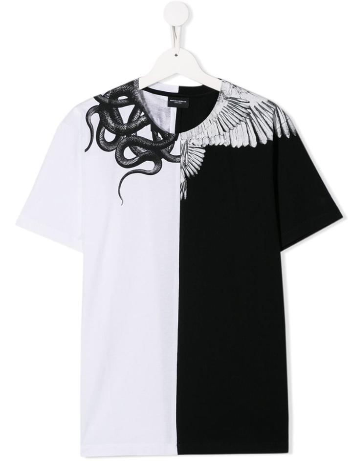 Marcelo Burlon County Of Milan Kids Teen Hybrid Print T-shirt - Black