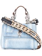 Ermanno Scervino Denim Shoulder Bag, Women's, Blue, Cotton/straw/leather/straw