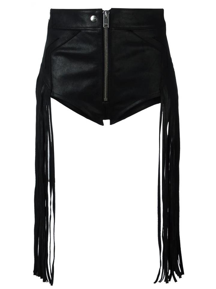 Diesel Fringed Shorts, Women's, Size: 24, Calf Leather