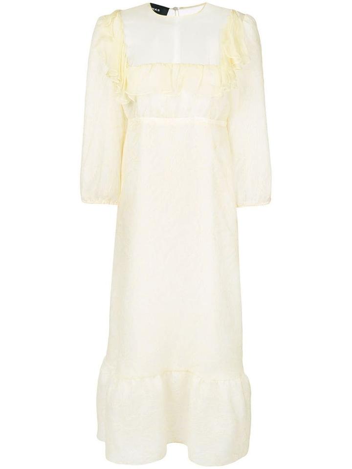 Rochas Sheer Detail Ruffle Dress - Yellow
