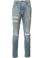 En Noir 'clash' Distressed Denim, Men's, Size: 33, Blue, Cotton/spandex/elastane