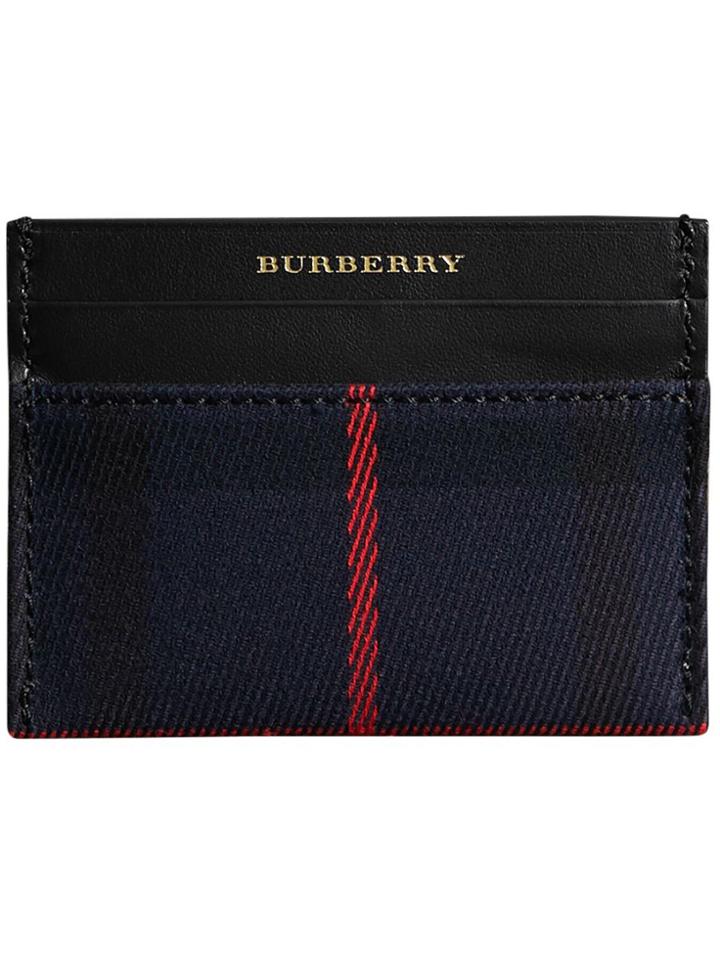 Burberry Tartan Check And Leather Card Case - Black