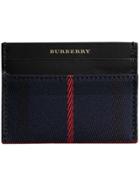 Burberry Tartan Check And Leather Card Case - Black