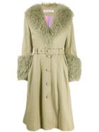Saks Potts Foxy Long Belted Coat - Green