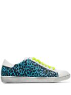 Amiri White Viper Leopard-panel Leather Sneakers - Blue