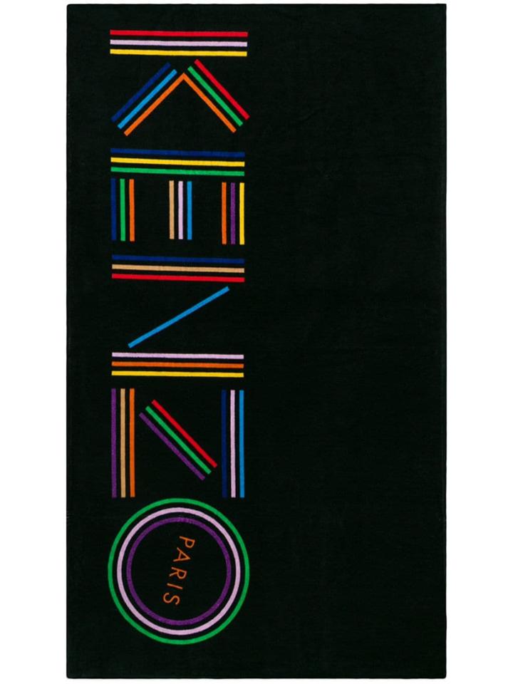 Kenzo Logo Print Beach Towel - Black