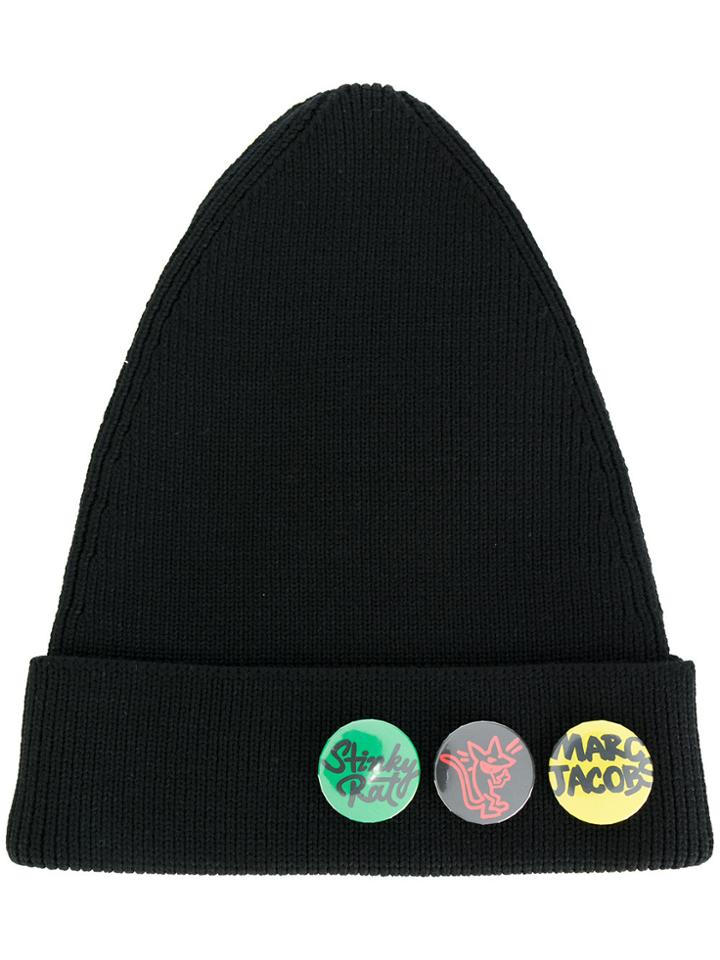 Marc Jacobs Button Badge Beanie - Black