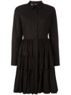 Twin-set - Flared Shirt Dress - Women - Cotton/spandex/elastane - 44, Black, Cotton/spandex/elastane