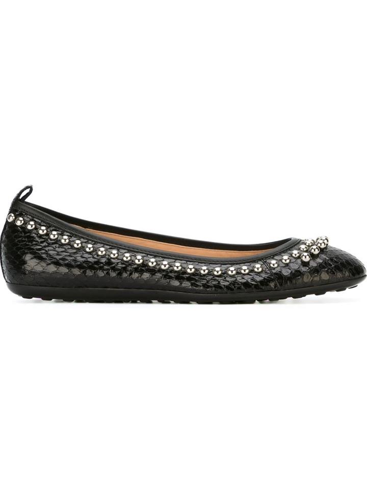 Tod S Studded Ballerinas, Women's, Size: 38, Black, Leather/rubber