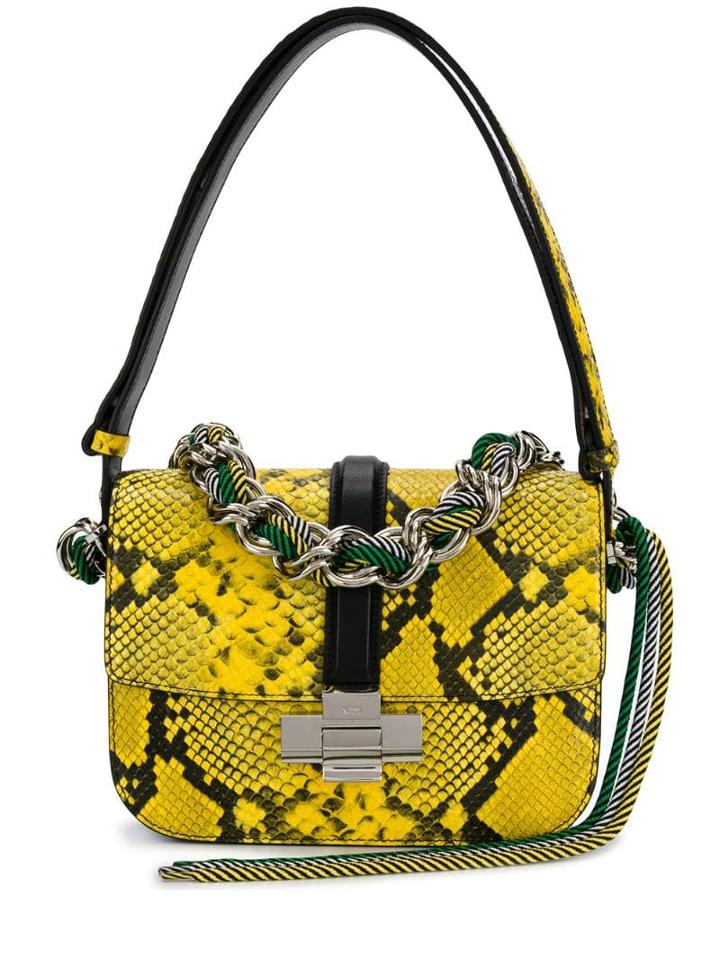 Nº21 Snakeskin Shoulder Bag - Yellow