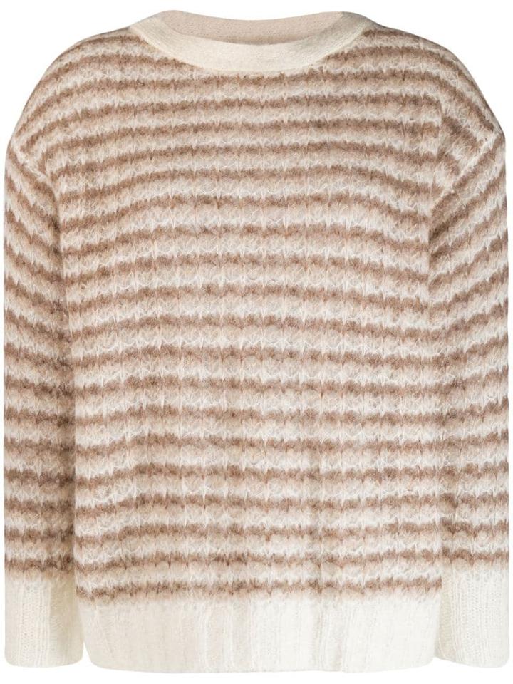 Theory Striped Knit Sweater - Brown