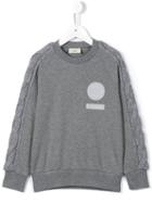 Fendi Kids Cable Knit Accent Sweatshirt, Boy's, Size: 10 Yrs, Grey