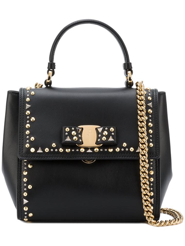Studded Top Handle Bag - Women - Leather/metal - One Size, Black, Leather/metal, Salvatore Ferragamo