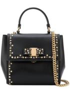 Studded Top Handle Bag - Women - Leather/metal - One Size, Black, Leather/metal, Salvatore Ferragamo