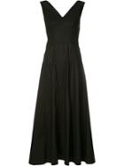 Derek Lam - V-neck Flared Midi Dress - Women - Silk/cotton/spandex/elastane - 42, Women's, Black, Silk/cotton/spandex/elastane