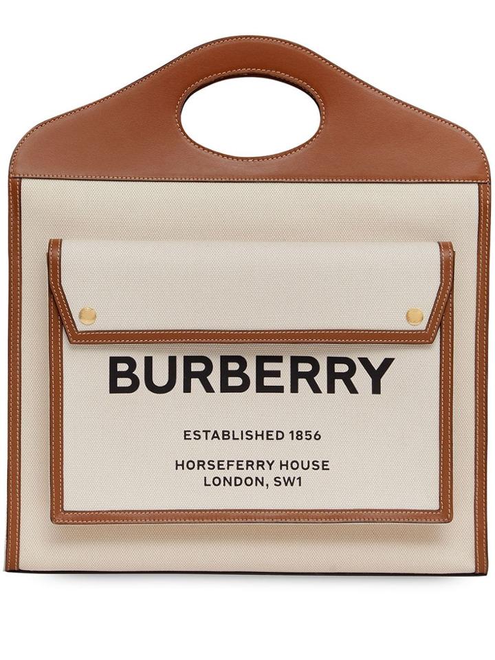Burberry Medium Two-tone Canvas And Leather Pocket Bag - Neutrals