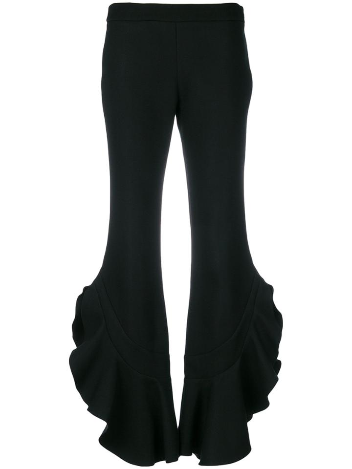 Giambattista Valli Flared Ruffle Slit Trousers - Black