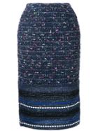 Coohem Tweed Skirt, Women's, Size: 40, Blue, Cotton/linen/flax/acrylic/rayon
