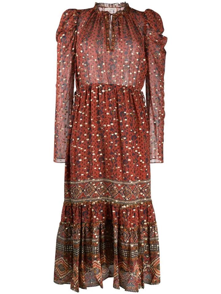 Ulla Johnson Printed Midi Dress - Red