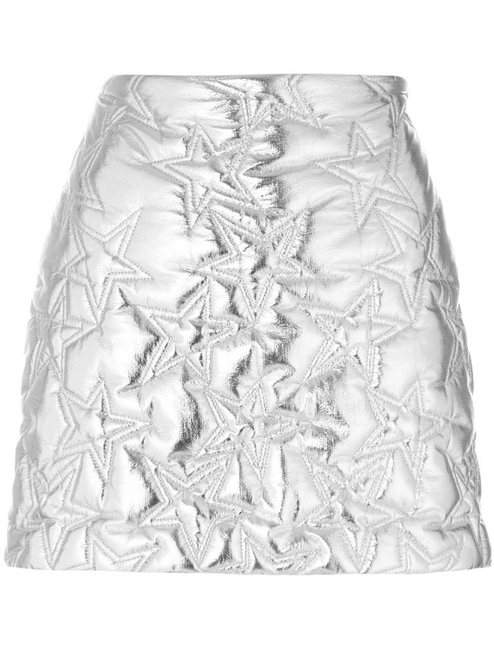 Msgm - Quilted Star Skirt - Women - Polyester - 42, Grey, Polyester