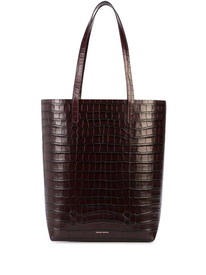 Mansur Gavriel Croc Embossed Everyday Tote - Brown