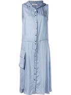 Tibi Cupro Anorak Sleeveless Midi Dress - Blue