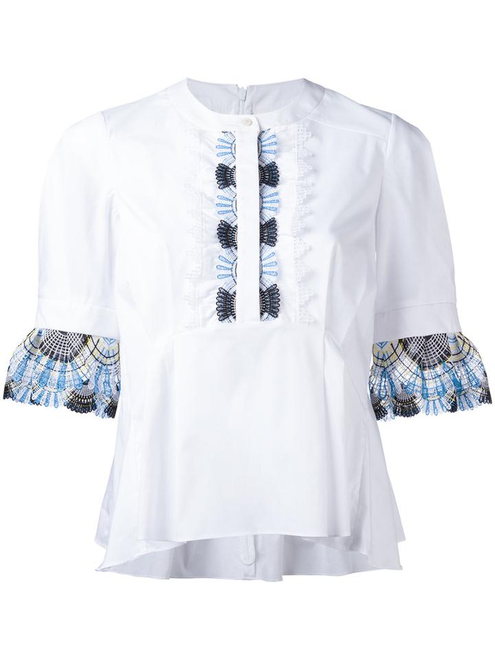 Peter Pilotto Lace Trim Blouse, Women's, Size: 8, White, Cotton/polyamide/spandex/elastane/polyester